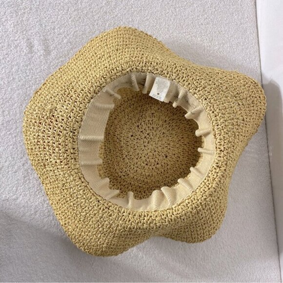 Vintage Woven Paper Straw Wide Floppy Brim Sun Hat Summer Hat With Flower - Picture 12 of 14